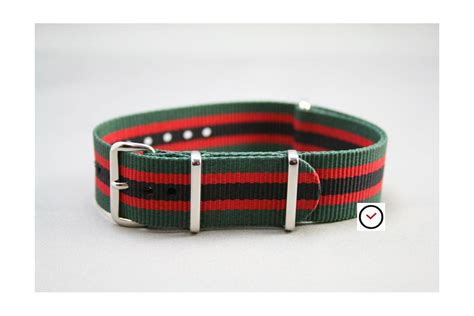 cinturino nato gucci|G10 NATO watch strap, Green Red & Black stripes (Gucci colors).